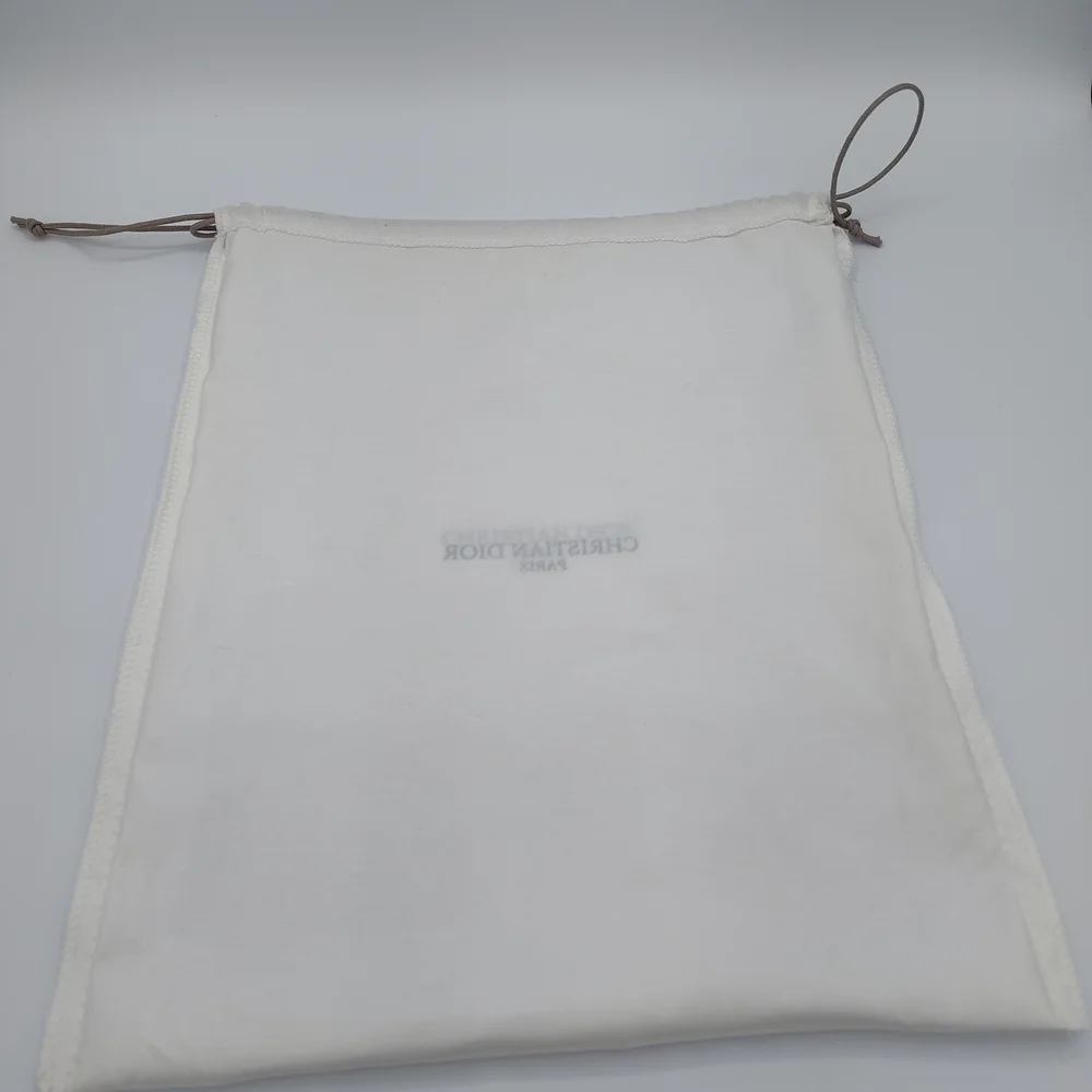 Christian Dior White Canvas Dust Bag 11.5x9 Cord Drawstring NWOT AUTHENTIC